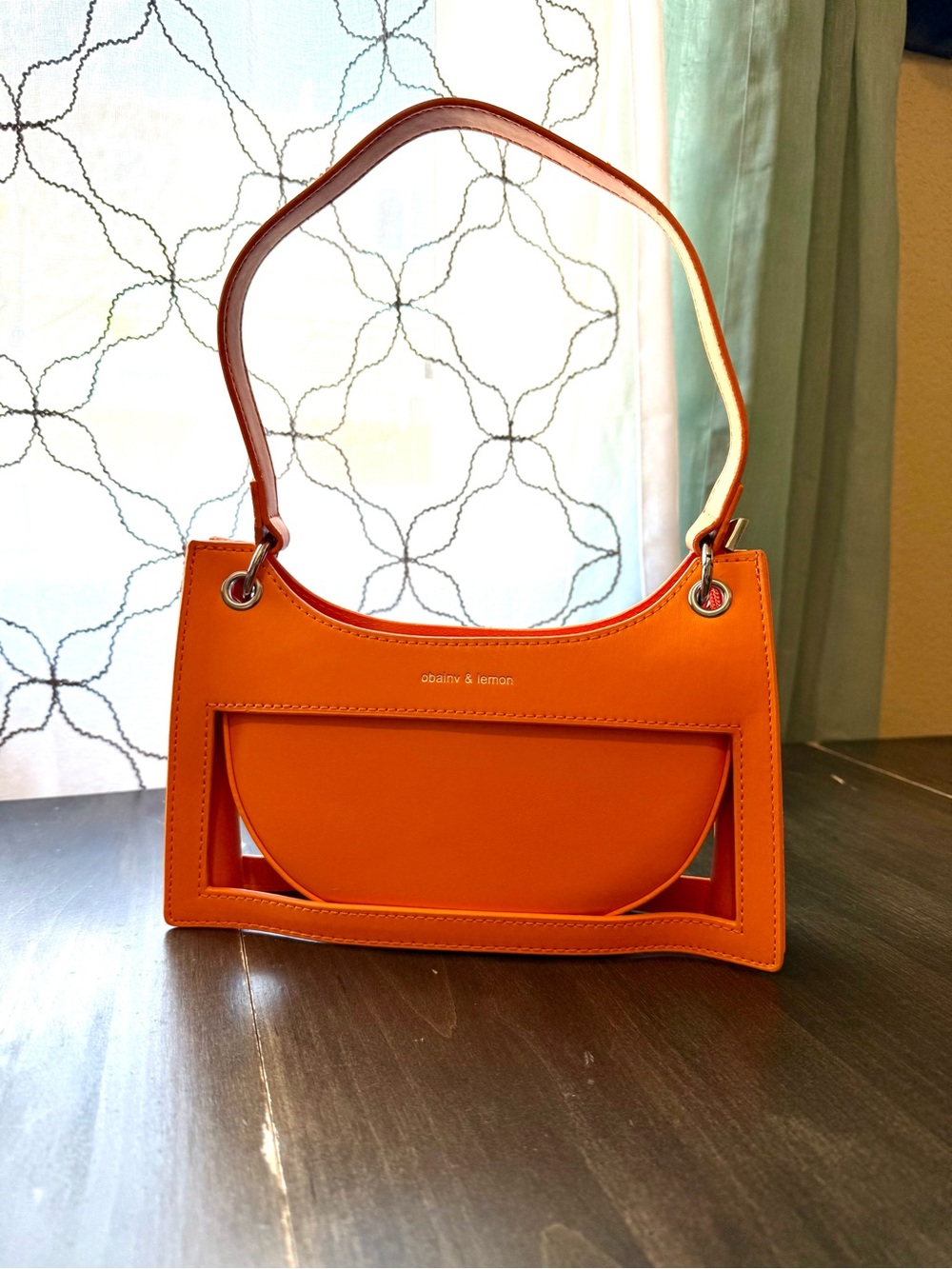 Obainv & Lemon Orange Structured Shoulder Bag